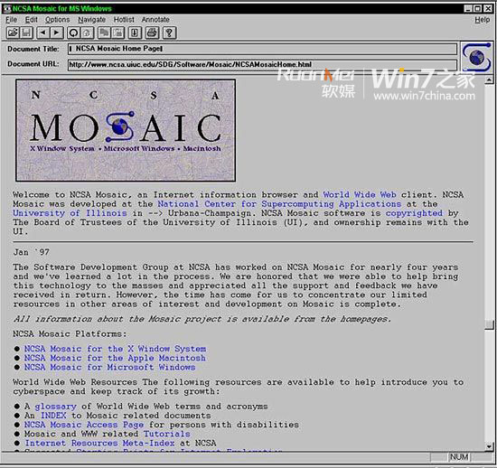 首个可以显示图片的网页浏览器—Mosaic 1.0