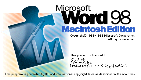 Splash in Microsoft Word 98